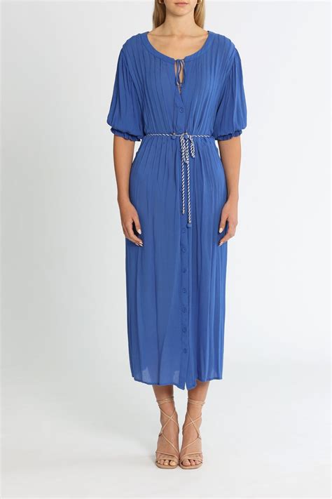 Hire Raglan Flutter Sleeve Maxi Dress W Belt In Cobalt Bohemian