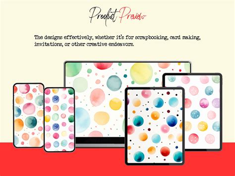 Polka Dot Watercolor Digital Paper Set Commercial Use Crafting