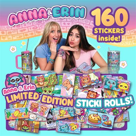 Sticki Rolls Anna Erin Friendship Bracelets 2-Pack 160 Stickers Sky