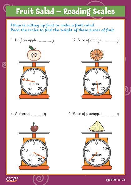 Fruit Salad Reading Scales Stretch Year 2 CGP Plus Worksheets