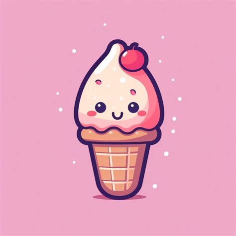 Premium Photo A Close Up Of A Cartoon Ice Cream Cone With A Cherry On