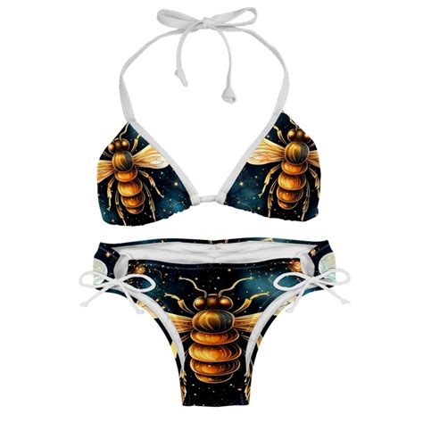 Starry Bees In The Sky Detachable Sponge Adjustable Strap Bikini Set Two Pack Swimsuit Suit