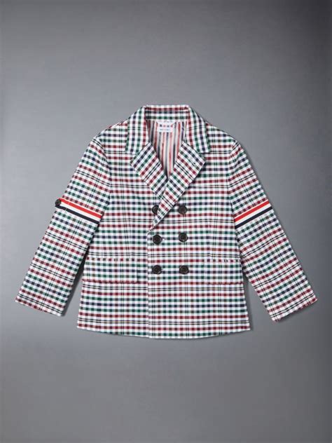 Gingham Tartan Double Breasted Blazer Thom Browne