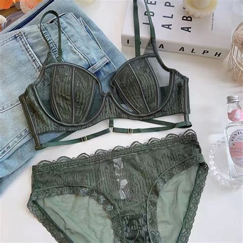Underwear Set Sexy Lace Bra Women S Panties Soft Wire Push Up Thin Cup Lingerie 32 38AB Size