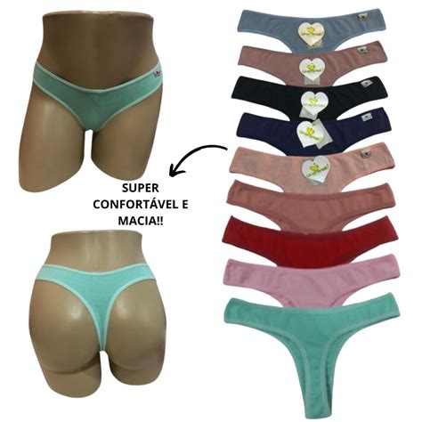 Kit Calcinha Fio Dental Algod O Lingerie Tanga Asa Sexy Sensual Lisa Cotton Conjunto Shopee