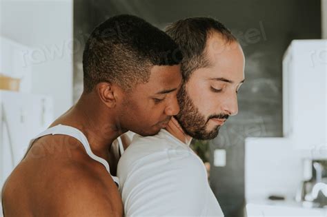 Gay Couple Hugging Kitchen Premium Photo Rawpixel