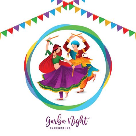 Beautiful Couple Playing Dandiya At Garba Night Event Holiday Card