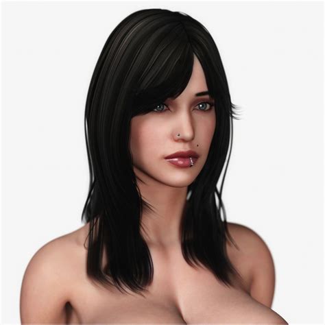 D Long Haired Busty Brunette Woman Model TurboSquid