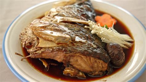 Premium Stock Video Boiled Fish Head With Soy Sauce Japanese Food Style