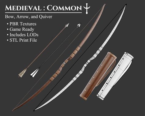 medieval collection common ranged weapons vr ar  poly cgtrader
