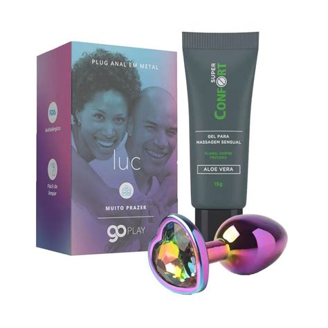 Kit Anal Plug Metal Joia Cora O Furta Cor Perolado Luc E Gel Lubrificante Dessensibilizante