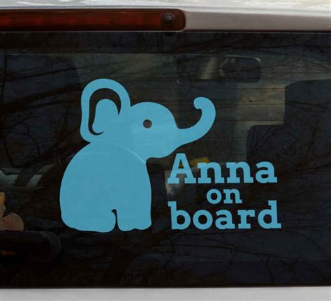 Adesivo Bimbo A Bordo Con Nome Ed Elefante TenStickers