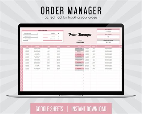 Order Log Order Tracking Google Sheets Spreadsheet Etsy