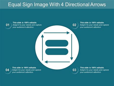 Equal Sign Image With 4 Directional Arrows Powerpoint Presentation