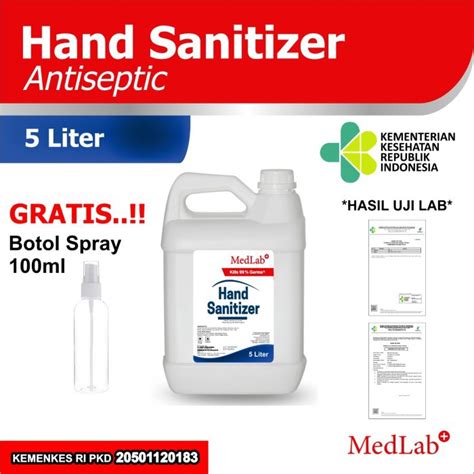 Jual PRODUK BARU Hand Sanitizer Cair 5 Liter MedLab Antiseptik Alkohol