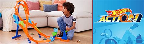 Amazon Hot Wheels Toy Car Track Set With Figure Jump Scale Vehicle Ft Tall