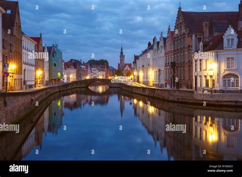 Old town at night, Bruges, Belgium Stock Photo - Alamy