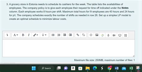 Solved 3. A grocery store in Estonia needs to schedule its | Chegg.com