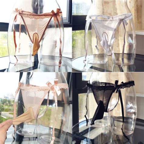 Men Lace G Strings Thongs Pantyhose Sissy Bikini Underwear Tie Garter W Sheath EBay