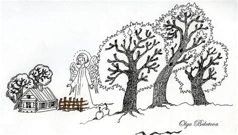 Картина «Ангел» Бумага, Тушь 2016 г.