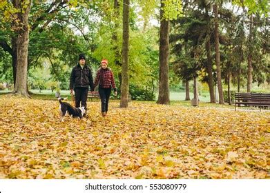 Loving Couple Walking Dog Park Good Stock Photo 553080979 | Shutterstock