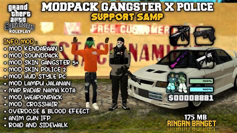 MODPACK GANGSTER X POLICE SUPPORT GTA SAMP COCOK BUAT SOTOT YouTube