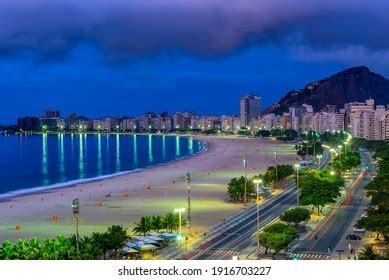 Sunrise View Copacabana Beach Avenida Atlantica Stock Photo