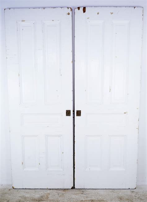 Rescued pair 5 Pane Wood Pocket Doors For Sale at 1stDibs