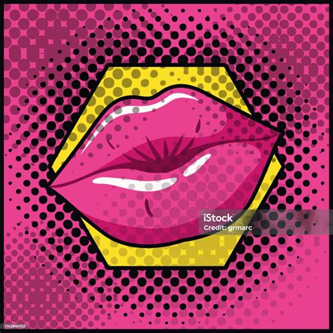 Female Lips Pop Art Style Stock Illustration Download Image Now