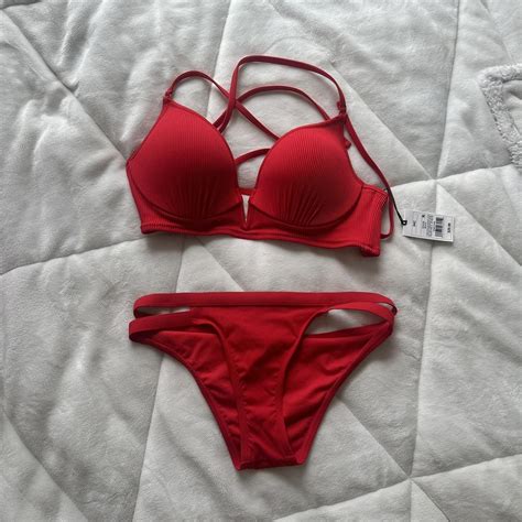 Racing Red Bikini Size C Or S Bought At A Swim Depop