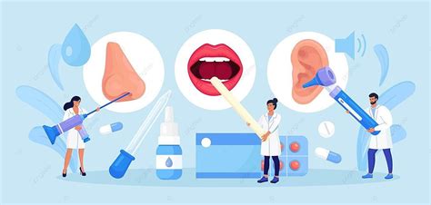 Ent Doctor Examines Ear Nose Throat With Medical Tools Vector Deaf