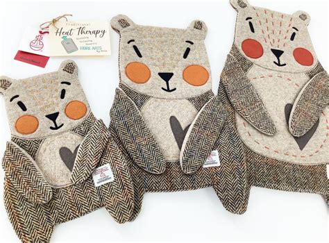 Harris Tweed Bear Hot Water Bottle Cover Hand Crafted Gift Etsy