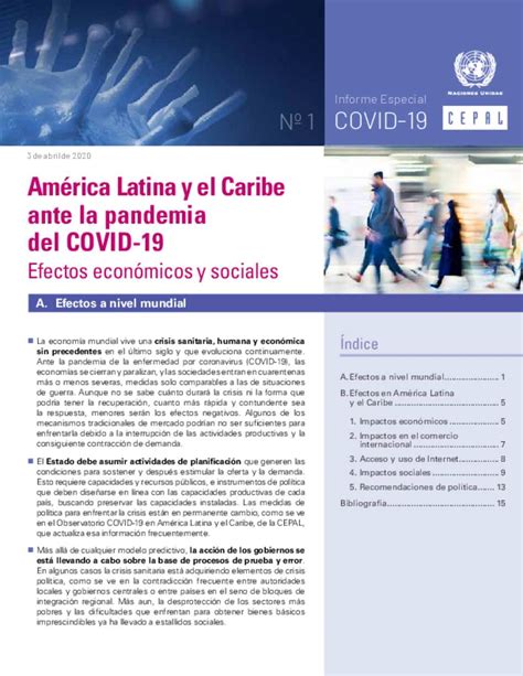 Document Am Rica Latina Y El Caribe Ante La Pandemia Del Covid Efectos Econ Micos Y Sociales