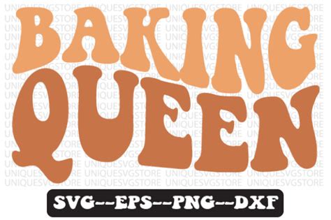 Baking Queen Retro Wavy Svg Design Graphic By Uniquesvgstore · Creative Fabrica