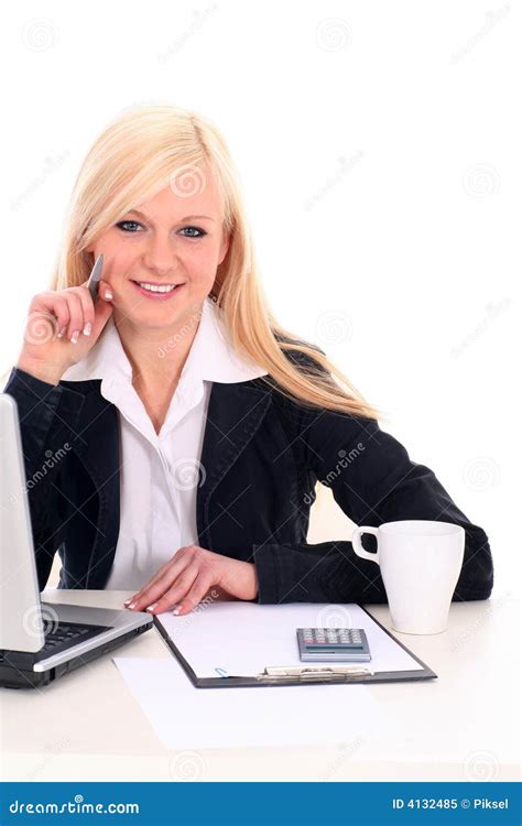 Femme D Affaires S Asseyant Au Bureau Image Stock Image Du