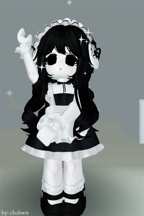⋆˙ Black And White Maid Avi ⋆˙ Roblox Roblox Outfit Ideas Emo Roblox Guy