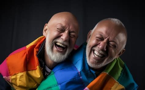 Premium Ai Image A Beautiful Gay Couple With Rainbow Flag Colors Posing For A Lgbtq Pride