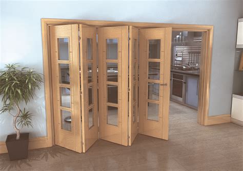 Iseo Oak 4 Light Clear 5 Door Roomfold Grande 5 0 X 610mm Doors At