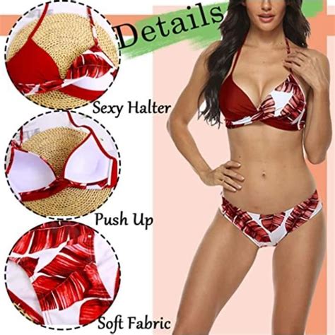 Maillot de Bain 2 Pièces Femmes Sexy Tie Dyed Ensembles Bikini Push Up Rembourré Amincissant
