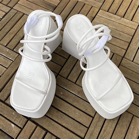 Naked Wolfe Angel White Leather Strappy Platform Depop