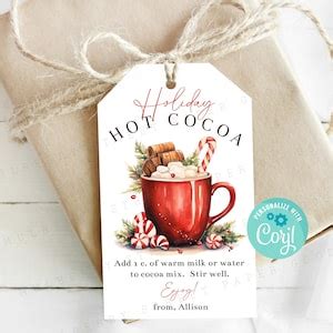 Printable Holiday Hot Cocoa Instructions Tag Homemade Hot Chocolate