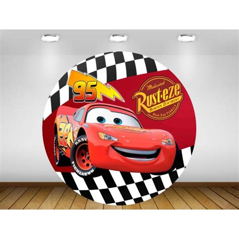 Painel De Festa Redondo Carros Mcqueen Impress O Em Lona Decora O