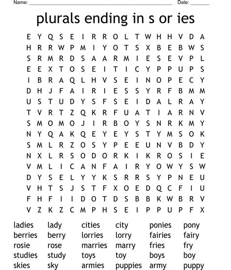 Spelling Ies Plural Words Word Search Wordmint