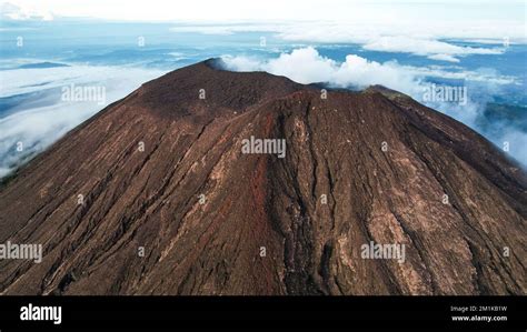 Aerial view of Mount Slamet or Gunung Slamet is an active stratovolcano ...