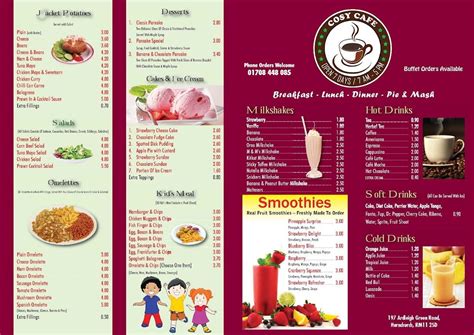 Menu at Cosy Cafe, Hornchurch, 197 Ardleigh Grn Rd