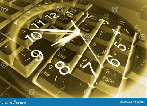 Clock And Computer Keyboard Stock Photo Image Of Time Closeup 6606352