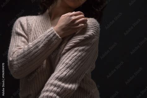 Woman Portrait Shoulder Nude Black Background Beautiful Feeling Love Emotions Stock Photo