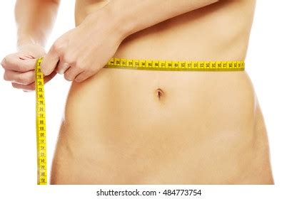 Naked Woman Measuring Her Body Stock Photo Shutterstock