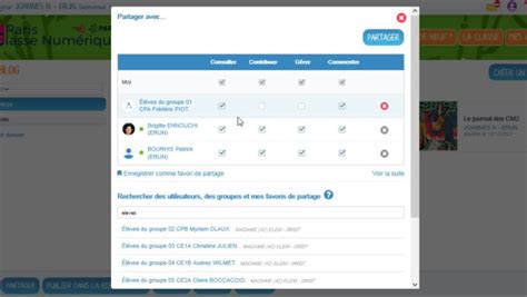 ENT PCN Partager un blog avec ses élèves Numérique Éducatif