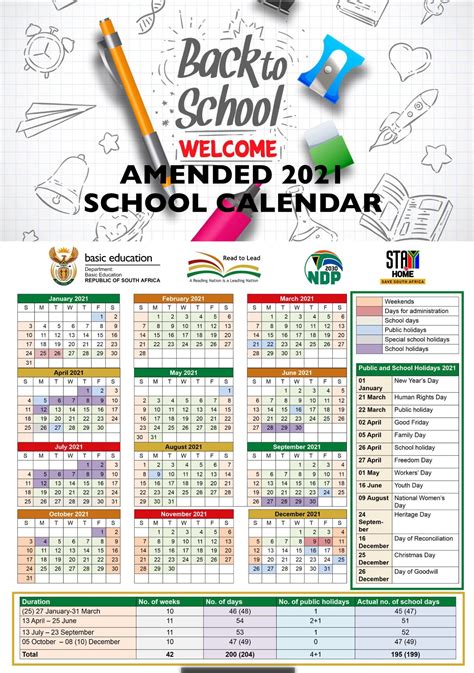Amended School Calendar for 2021 for South African Learners - SAPeople